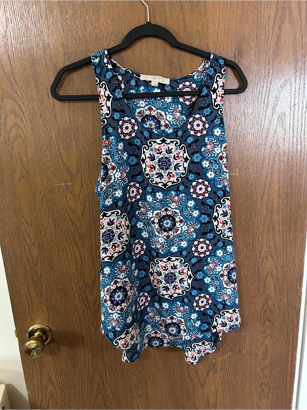 LOFT Navy and White Medallion Print camisole
